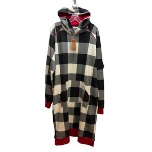 Lazy One Mountain Plaid Sleep Hoodie L/XL Pockets Lounge Warm Comfy‎ Soft